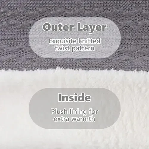 OMUKY Unisex Winter Knit Warm Scarves Thick Fleece Scarf Cold Weather Soft Neck Warmer for Women Men - 4