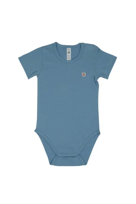 Omuz Çıtçıtlı Kısa Kollu Basic Body - Mavi - 1