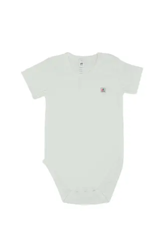 Omuz Çıtçıtlı Kısa Kollu Basic Body - Beyaz 