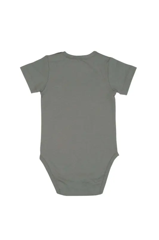 Omuz Çıtçıtlı Kısa Kollu Basic Body - Gri - 2