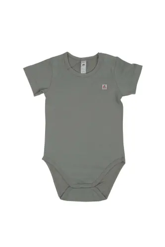 Omuz Çıtçıtlı Kısa Kollu Basic Body-Gri - 1