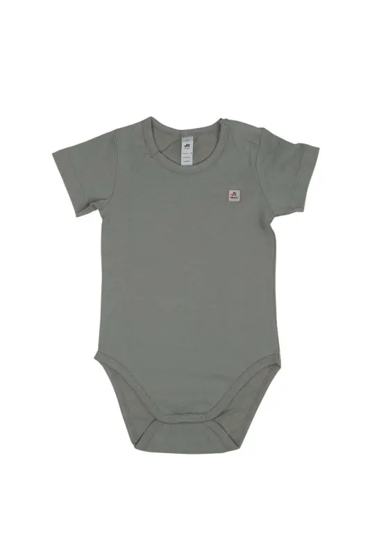 Omuz Çıtçıtlı Kısa Kollu Basic Body-Gri - JRMORI