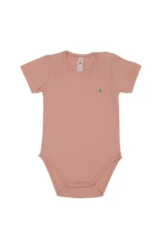 Omuz Çıtçıtlı Kısa Kollu Basic Body - Pembe 