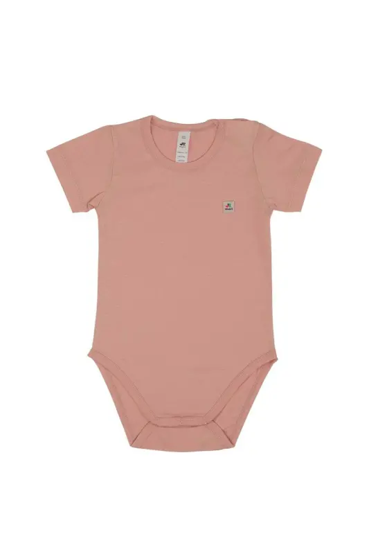 Omuz Çıtçıtlı Kısa Kollu Basic Body-Pembe - 1