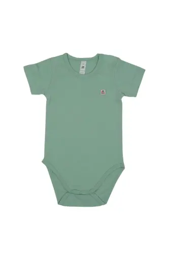 Omuz Çıtçıtlı Kısa Kollu Basic Body-Yeşil - 1