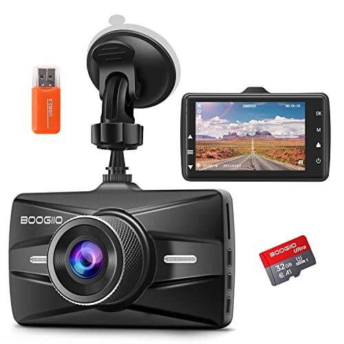 Ön Kamera Dash Cam 32 GB SD Kartlı, BOOGIIO 1080P FHD Araç Sürüş Kaydedici 3'' IPS Ekran 170° Geniş Açı Gösterge Paneli Kamerası Alüminyum Alaşımlı Kasa, WDR G-Sensör Park Monitörü Döngü Kaydı Hareket Algılama - 8