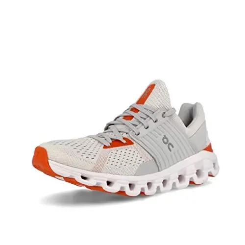 On Men's Cloudswift Sneakers, White/Flame, 10.5 Medium US 