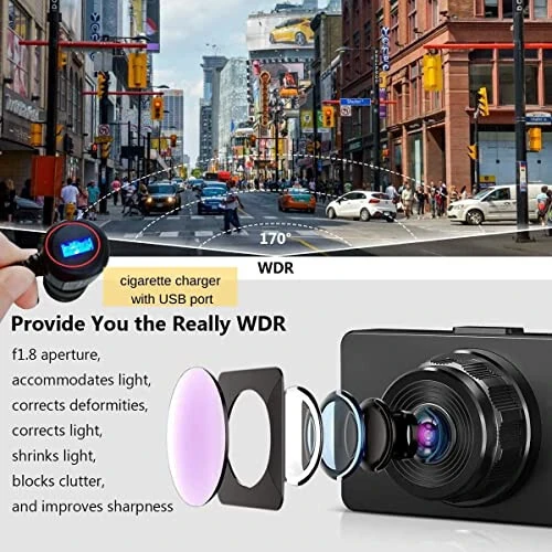 Dash Cam Front and Rear, Dash Camera for Cars with 32G Card Super Night Vision, Car Dash Cam 1080P Dashboard Camera with G-Sensor, Parking Monitor, Loop Recording, Motion Detection Car Camera - 5