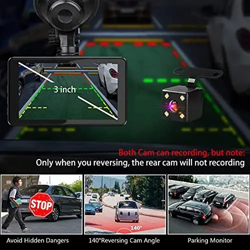 Dash Cam Front and Rear, Dash Camera for Cars with 32G Card Super Night Vision, Car Dash Cam 1080P Dashboard Camera with G-Sensor, Parking Monitor, Loop Recording, Motion Detection Car Camera - 5
