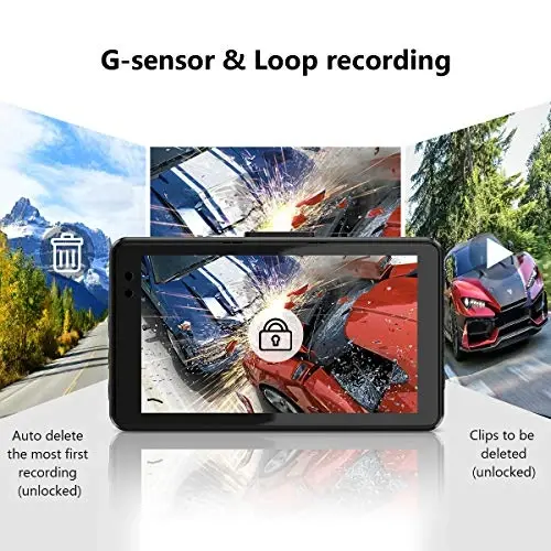 Dash Cam Front and Rear, Dash Camera for Cars with 32G Card Super Night Vision, Car Dash Cam 1080P Dashboard Camera with G-Sensor, Parking Monitor, Loop Recording, Motion Detection Car Camera - 3