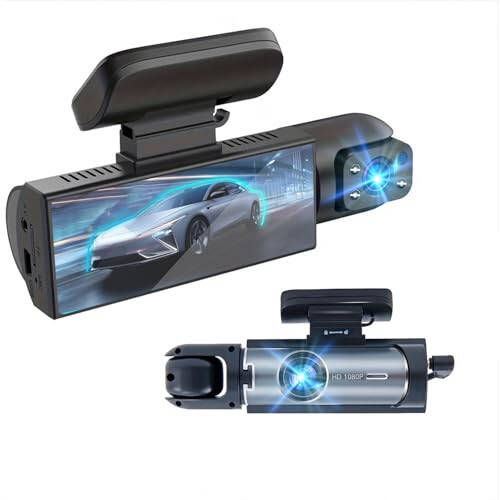 Ön ve İç Dash Kamera, 3.16 inç Dash Cam 1080P, G Sensörü HD Gece Görüşü Döngü Kaydı Geniş Açı Araç DVR (1) - 6