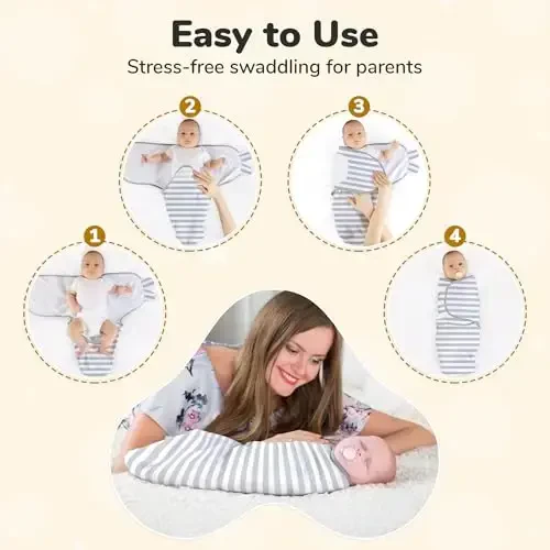 Ona Cheetah Baby Swaddle Sack, Organik O'rash adyol, Yangi tug'ilgan chaqaloqni o'rash uchun uyqu qoplari, Sozlanishi mumkin bo'lgan chaqaloqni o'rash, O'g'il qiz uchun oson o'rash 0-3 oy, Chaqaloq uchun zarur narsalar, Bolalar xonasini o'rash, 4 dona - 3