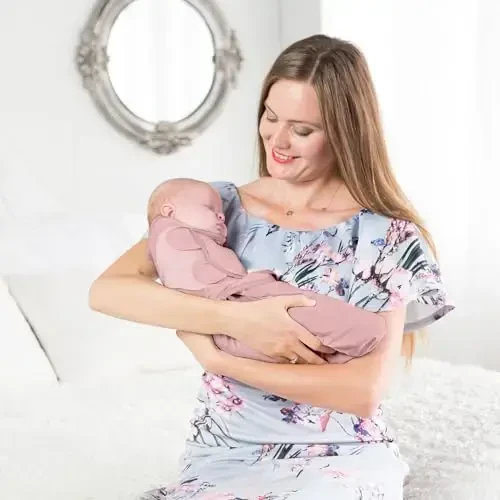 Ona Cheetah Baby Swaddle Sack, Organik Paxta Swaddle Adyol, Sozlanishi mumkin bo'lgan Swaddle Sleep Sacks, O'g'il Bola Qiz 0-3 Oy uchun Oson Swaddles, Baby Essentials, 4-Pack, Dusty Rose - 7