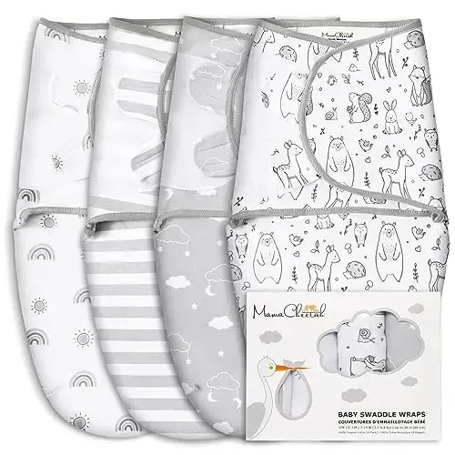 Ona Cheetah Baby Swaddle Sack, Organik Swaddle Adyol, Yangi Tug'ilgan Chaqaloqni O'rash uchun Uyqu Xaltalari, Sozlanishi Mumkin Bo'lgan Chaqaloqni O'rash, O'g'il Qiz uchun Oson O'rash 0-3 Oy, Chaqaloq uchun Kerakli Narsalar, Bolalar Xonasini O'rash, 4 dona - Modazone