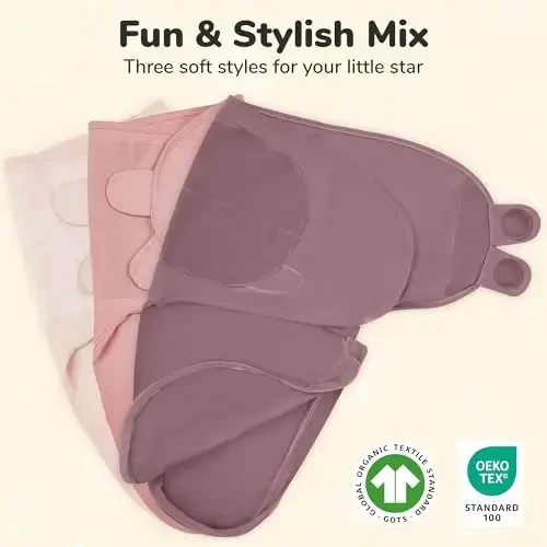 Ona Cheetah Premie Swaddle Sack, Premielar uchun organik Swaddle Sleep Sacks, 4-7 funtli qizaloq uchun Premie Swaddling Blanket Wrap, Yangi tug'ilgan chaqaloq uchun zarur buyumlar, 3 dona, kulrang - 2