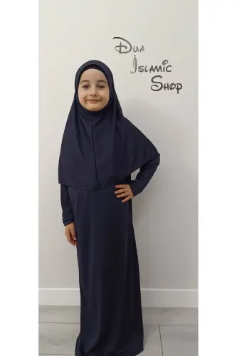 Ona va qiz uchun bir qismli namoz libosi kombinati, namozlik 2 dona (o'lchamlar izohda) - to'q ko'k - DUA' IS (1)