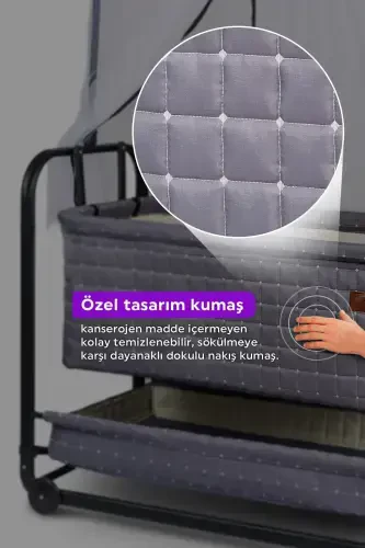 Ona Yoni Sallanadigan Chaqaloq Beshigi Portativ Hammak Savat Beshik Safir-To'q ko'k - 5