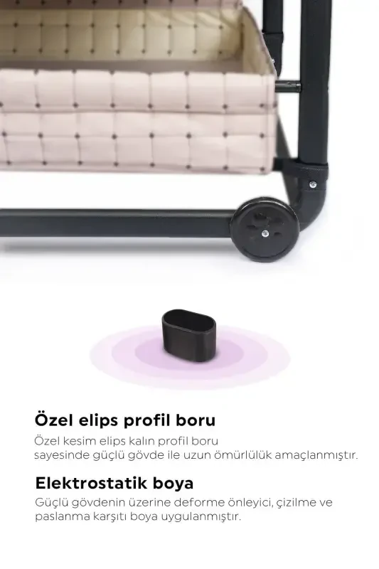 Ona Yoni Sallanadigan Chaqaloq Beshigi Portativ Karavot Savat Beshik Safir-Bordo - 4