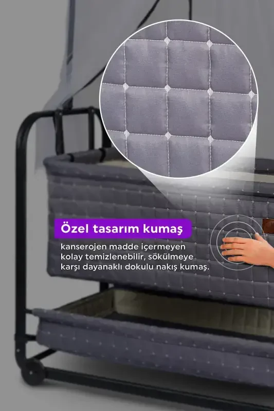 Ona yonidagi tebranadigan chaqaloq beshigi Portativ osma savat beshik Safir-Krem - 3