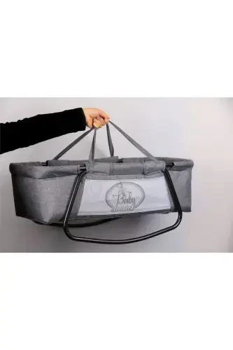 Ona yoningizda hashamatli beshik zig'ir mato Tulli portativ 3 qismli ko'chma karavot - Bordo - 3