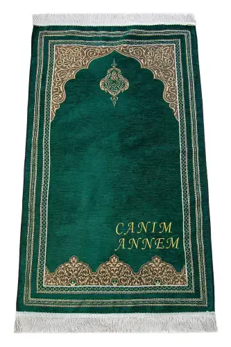 Onalarga bag'ishlangan Onalar kuni sovg'asi Ism kashtasi Shenil joynamoz yashil-yashil - 1