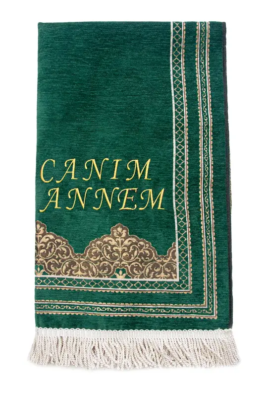 Onalarga bag'ishlangan Onalar kuni sovg'asi Ism kashtasi Shenil joynamoz yashil-yashil - 3