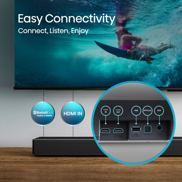 Onarılmış Hisense AX Serisi 5.1.2 Kanallı 420W Soundbar, Kablosuz Subwoofer, Kablosuz Arka Hoparlörler ve Dolby Atmos (AX5120G, 2023 Model) (Yenilenmiş) - 5