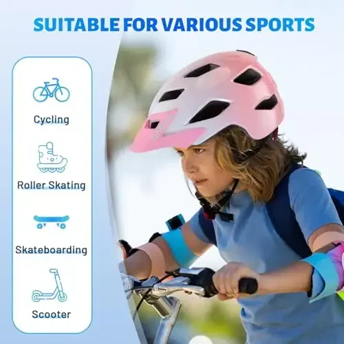 OnBros bolalar velosiped dubulg'asi - 5-14 yoshdagi o'g'il va qizlar uchun vizorli velosiped dubulg'alari, Skateboard tog'li scooter yo'lida velosipedda uchish uchun bolalar velosiped dubulg'asi, Yengil va sozlanishi 50-57CM - 6