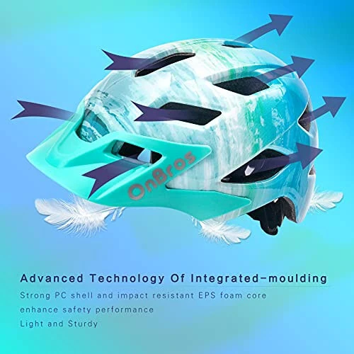 OnBros Bolalar Velosiped Dubulg'asi - 5-14 yoshli o'g'il yoki qiz bolalar uchun Vizorli Velosiped Dubulg'asi, Skuter Tog' Velosipedi Yo'l Velosipedi uchun Bolalar Velosiped Dubulg'asi, Engil va Sozlanuvchan 50-57CM - OnBros (1)