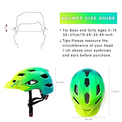 OnBros Kids Bike Helmet - Bike Helmets for 5-14 Boys or Girls with Visor, Children Bicycle Helmet for Skateboard Mountain Scooter Road Cycling, Lightweight and Adjustable 50-57CM - ONBROS (1)