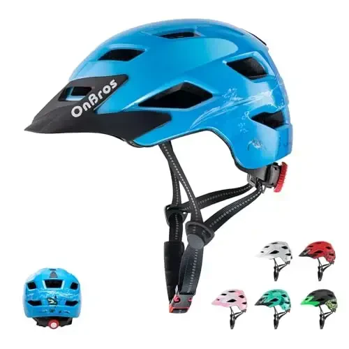 OnBros Kids Bike Helmet - Bike Helmets for 5-14 Boys or Girls with Visor, Children Bicycle Helmet for Skateboard Mountain Scooter Road Cycling, Lightweight and Adjustable 50-57CM - 1