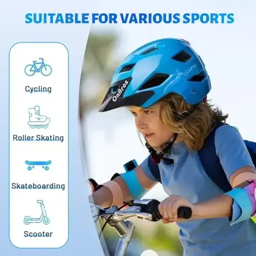 OnBros Kids Bike Helmet - Bike Helmets for 5-14 Boys or Girls with Visor, Children Bicycle Helmet for Skateboard Mountain Scooter Road Cycling, Lightweight and Adjustable 50-57CM - 6