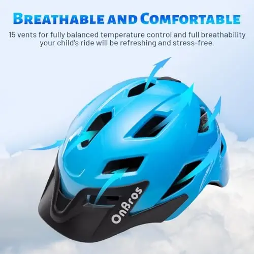 OnBros Kids Bike Helmet - Bike Helmets for 5-14 Boys or Girls with Visor, Children Bicycle Helmet for Skateboard Mountain Scooter Road Cycling, Lightweight and Adjustable 50-57CM - 5