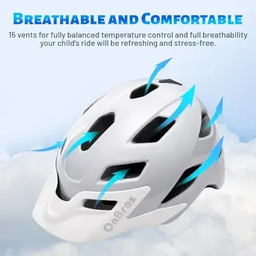 OnBros Kids Bike Helmet - Bike Helmets for 5-14 Boys or Girls with Visor, Children Bicycle Helmet for Skateboard Mountain Scooter Road Cycling, Lightweight and Adjustable 50-57CM - 5