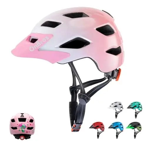 OnBros Kids Bike Helmet - Bike Helmets for 5-14 Boys or Girls with Visor, Children Bicycle Helmet for Skateboard Mountain Scooter Road Cycling, Lightweight and Adjustable 50-57CM 