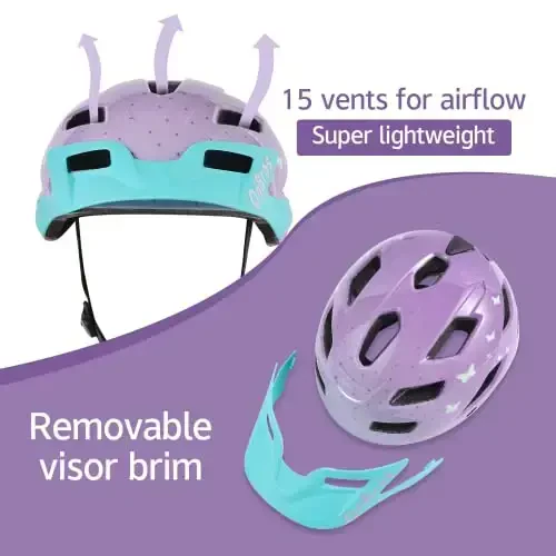 OnBros Kids Bike Helmet - Bike Helmets for 5-14 Boys or Girls with Visor, Children Bicycle Helmet for Skateboard Mountain Scooter Road Cycling, Lightweight and Adjustable 50-57CM - 3