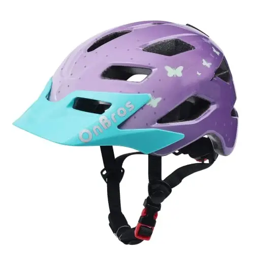 OnBros Kids Bike Helmet - Bike Helmets for 5-14 Boys or Girls with Visor, Children Bicycle Helmet for Skateboard Mountain Scooter Road Cycling, Lightweight and Adjustable 50-57CM 
