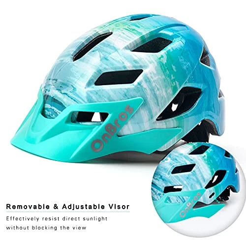 OnBros Kids Bike Helmet - Bike Helmets for 5-14 Boys or Girls with Visor, Children Bicycle Helmet for Skateboard Mountain Scooter Road Cycling, Lightweight and Adjustable 50-57CM - 3