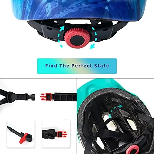 OnBros Çocuk Bisiklet Kaskı - 5-14 Yaş Erkek veya Kız Çocukları İçin Vizörlü Bisiklet Kaskı, Paten Kaykay Dağ Scooter Yol Bisikleti İçin Çocuk Bisiklet Kaskı, Hafif ve Ayarlanabilir 50-57CM - 6