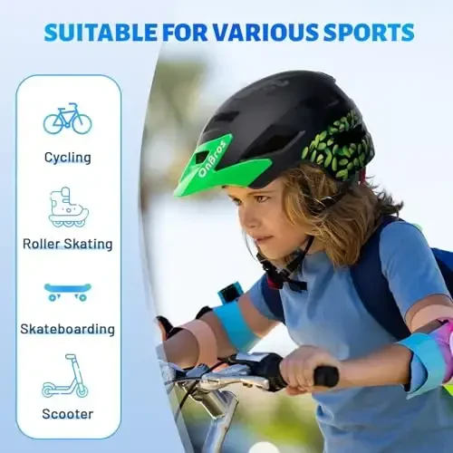 OnBros Kids Bike Helmet - Bike Helmets for 5-14 Boys or Girls with Visor, Children Bicycle Helmet for Skateboard Mountain Scooter Road Cycling, Lightweight and Adjustable 50-57CM - 6