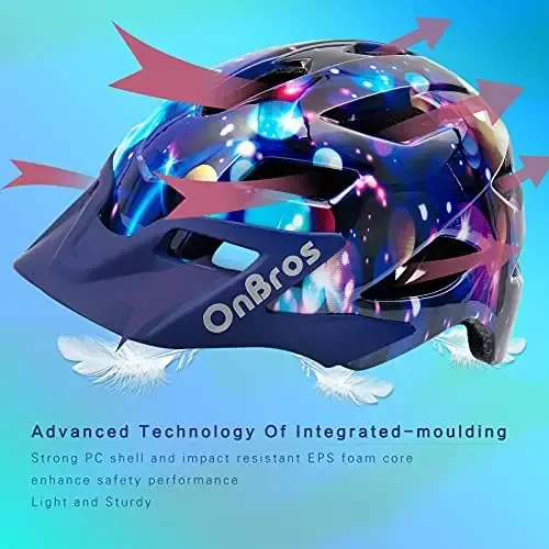 OnBros Kids Bike Helmet - Bike Helmets for 5-14 Boys or Girls with Visor, Children Bicycle Helmet for Skateboard Mountain Scooter Road Cycling, Lightweight and Adjustable 50-57CM - 3