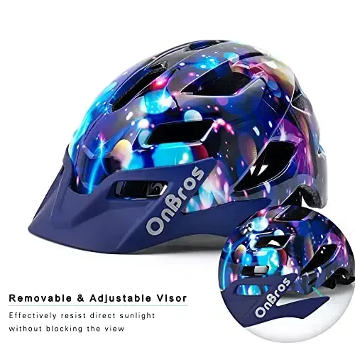 OnBros Kids Bike Helmet - Bike Helmets for 5-14 Boys or Girls with Visor, Children Bicycle Helmet for Skateboard Mountain Scooter Road Cycling, Lightweight and Adjustable 50-57CM - 4