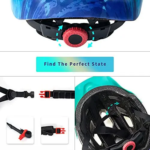 OnBros Kids Bike Helmet - Bike Helmet for 5-14 Boys or Girls with Visor, Children Bicycle Helmet for Skateboard Mountain Scooter Road Cycling, Lightweight and Adjustable 50-57CM - 4