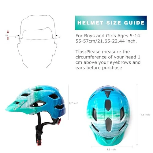 OnBros Kids Bike Helmet - Bike Helmet for 5-14 Boys or Girls with Visor, Children Bicycle Helmet for Skateboard Mountain Scooter Road Cycling, Lightweight and Adjustable 50-57CM - 7
