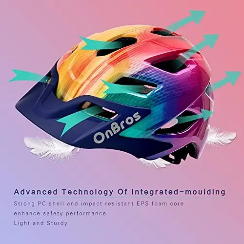 OnBros Kids Bike Helmet - Bike Helmets for 5-14 Boys or Girls with Visor, Children Bicycle Helmet for Skateboard Mountain Scooter Road Cycling, Lightweight and Adjustable 50-57CM - 9