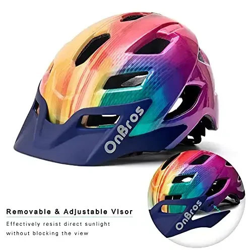 OnBros Kids Bike Helmet - Bike Helmets for 5-14 Boys or Girls with Visor, Children Bicycle Helmet for Skateboard Mountain Scooter Road Cycling, Lightweight and Adjustable 50-57CM - 4