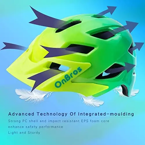 OnBros Kids Bike Helmet - Bike Helmets for 5-14 Boys or Girls with Visor, Children Bicycle Helmet for Skateboard Mountain Scooter Road Cycling, Lightweight and Adjustable 50-57CM - 6