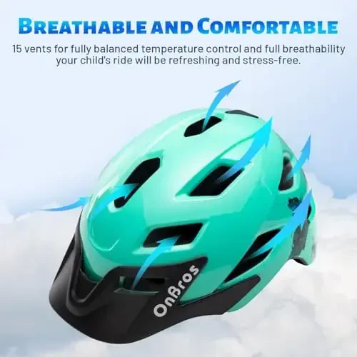 OnBros Kids Bike Helmet - Bike Helmets for 5-14 Boys or Girls with Visor, Children Bicycle Helmet for Skateboard Mountain Scooter Road Cycling, Lightweight and Adjustable 50-57CM - 5