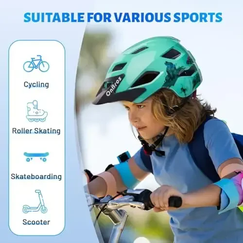 OnBros Kids Bike Helmet - Bike Helmets for 5-14 Boys or Girls with Visor, Children Bicycle Helmet for Skateboard Mountain Scooter Road Cycling, Lightweight and Adjustable 50-57CM - 6