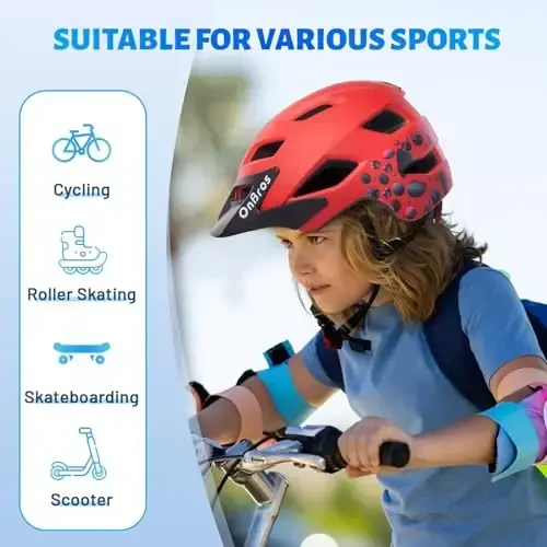 OnBros Kids Bike Helmet - Bike Helmets for 5-14 Boys or Girls with Visor, Children Bicycle Helmet for Skateboard Mountain Scooter Road Cycling, Lightweight and Adjustable 50-57CM - 6
